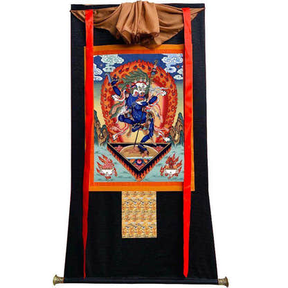 Lion-faced Dakini - Simhamukha - -Simhavaktra -Longsal Sengmar - Tibetan thangka painting, view 23