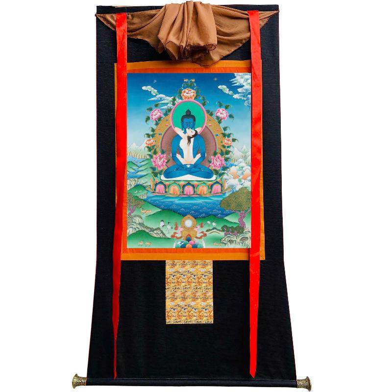 Samantabhadra in Yab Yum - Tibetan thangka painting, view 8