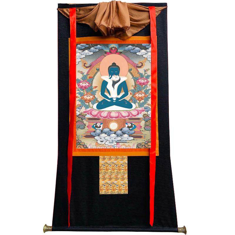 Samantabhadra in Yab Yum - Tibetan thangka painting, view 8