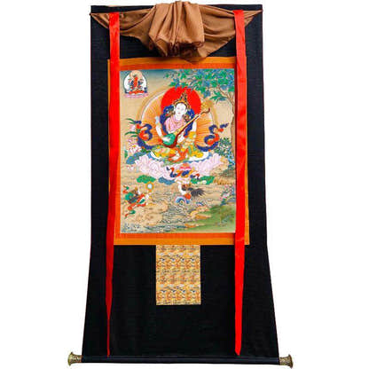 Saraswati དབྱངས་ཅན་མ། - Tibetan thangka painting, view 8