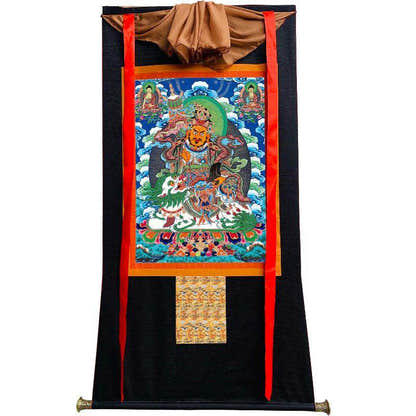 Vaishravana / Vaisravana - Tibetan thangka painting, view 8