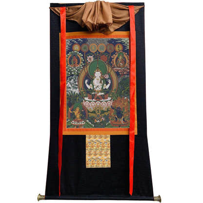 Chenrezig Image - Tibetan thangka painting, view 13