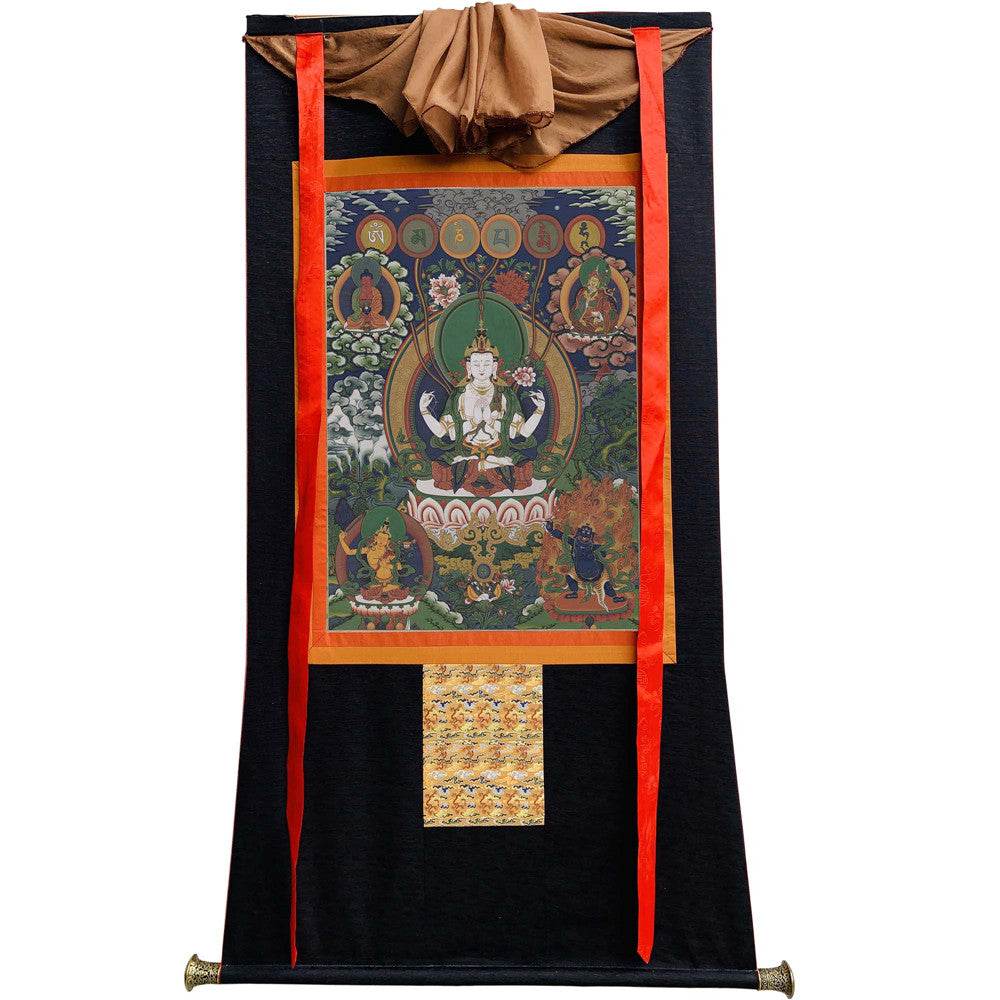 Chenrezig Image - Tibetan thangka painting, view 13