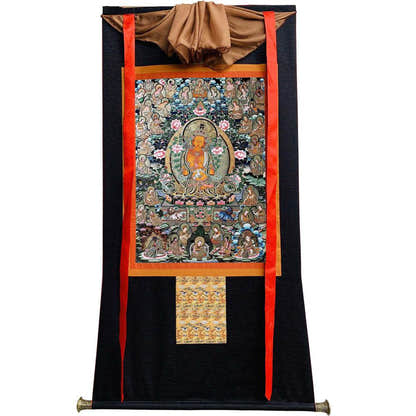 Manjusri Bodhisattva Preaching - Tibetan thangka painting, view 8