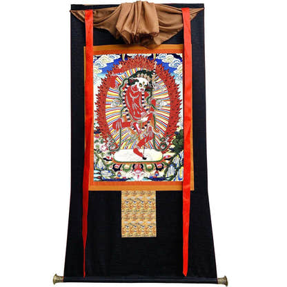 Lion-faced Dakini - Simhamukha - -Simhavaktra -Longsal Sengmar - Image - Tibetan thangka painting, view 13