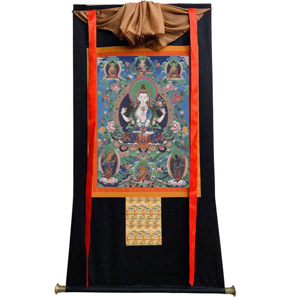 Chenrezig Image - Tibetan thangka painting, view 13