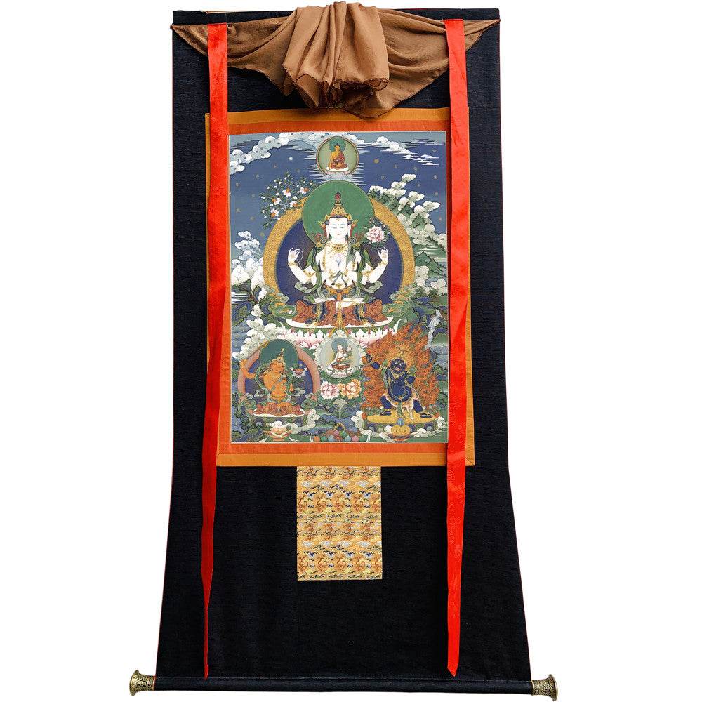 Chenrezig Image - Tibetan thangka painting, view 13