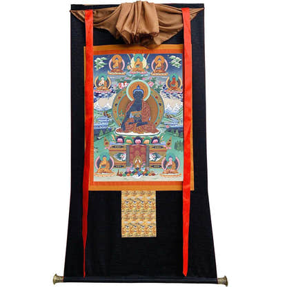 Bhaisajyaguru - Eight Medicine Buddhas - Tibetan thangka painting, view 8