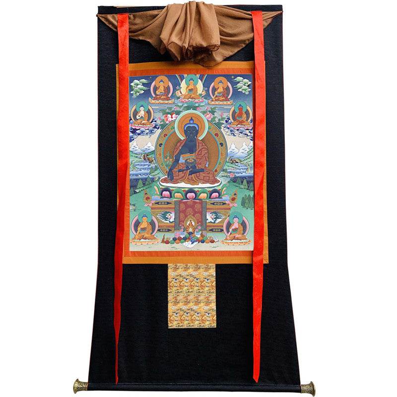 Medicine Buddha Image - Tibetan thangka painting, view 13