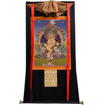 Yellow Jambhala - Tibetan thangka painting, view 8