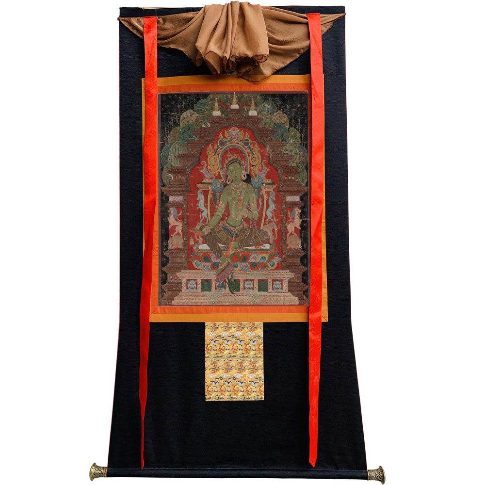 Green Tara - 13th Century - Tibetan thangka painting, view 8