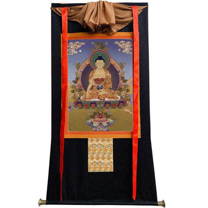 Medicine Buddha Image - Tibetan thangka painting, view 13