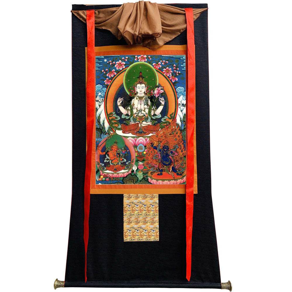 Chenrezig - Tibetan thangka painting, view 8