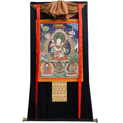 Vajrasattva in Yab Yum - Tibetan thangka painting, view 8