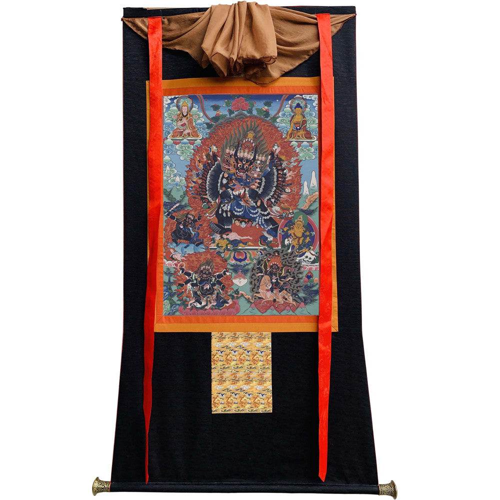 Vajrabhairava / Yamantaka - 17th Century Old Version - Tibetan thangka painting, view 8