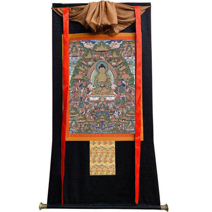 Amitabha in Pure Land Image - Tibetan thangka painting, view 13