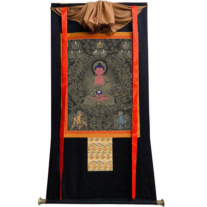 Amitabha Image - Tibetan thangka painting, view 13