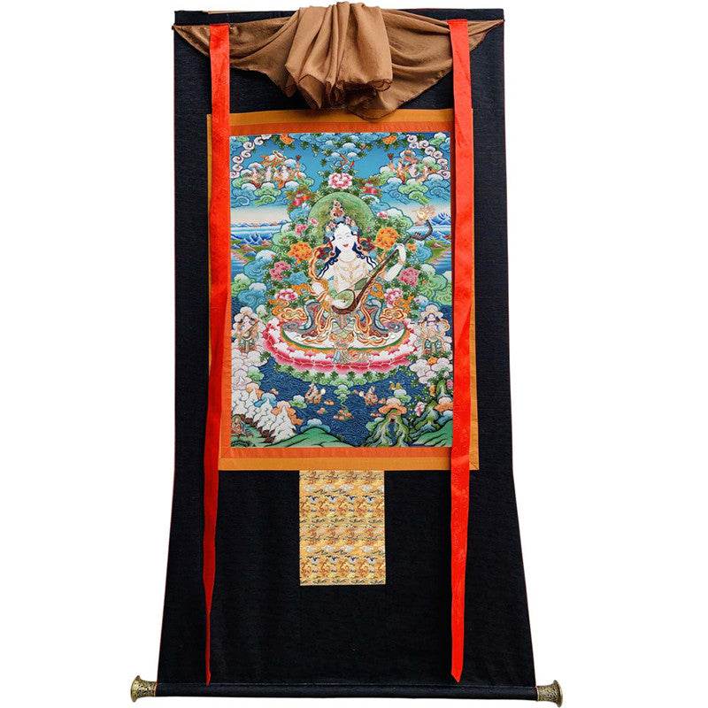 Saraswati Image - Tibetan thangka painting, view 13