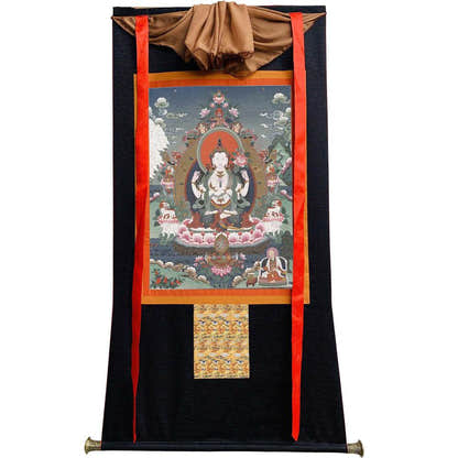 Chenrezig Image - Tibetan thangka painting, view 13
