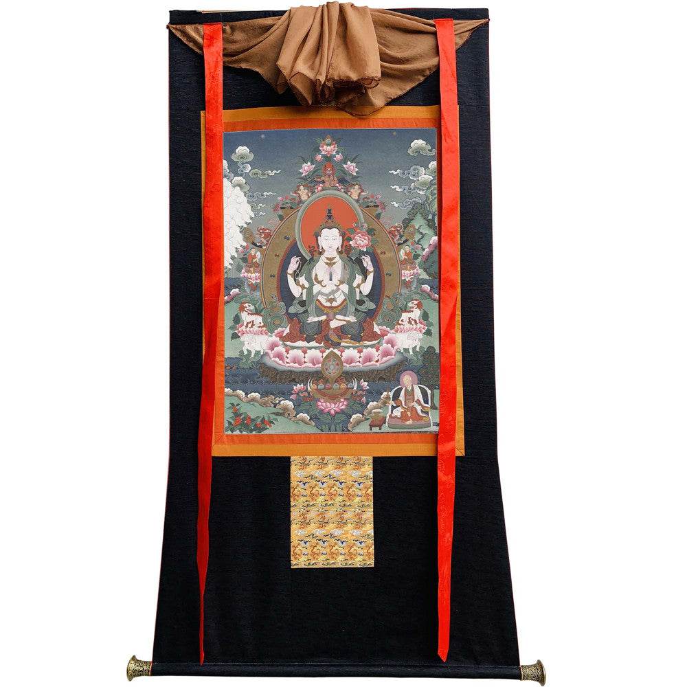 Chenrezig Image - Tibetan thangka painting, view 13
