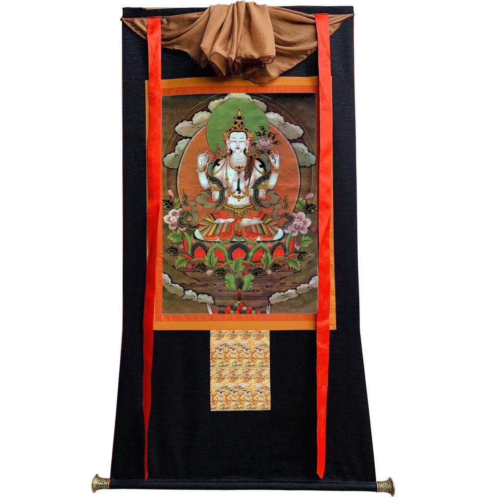 Chenrezig - Tibetan thangka painting, view 8