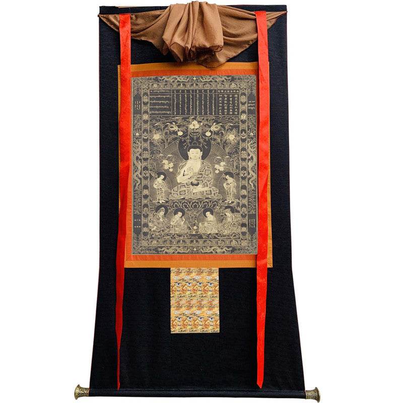 Kanakamuni Buddha Image - Tibetan thangka painting, view 13