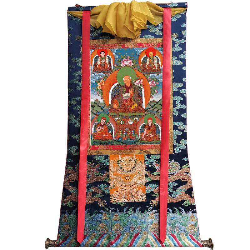 The Sa skya School's Five Forefathers - Tibetan thangka painting, view 9