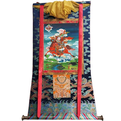 King Gesar - Tibetan thangka painting, size reference