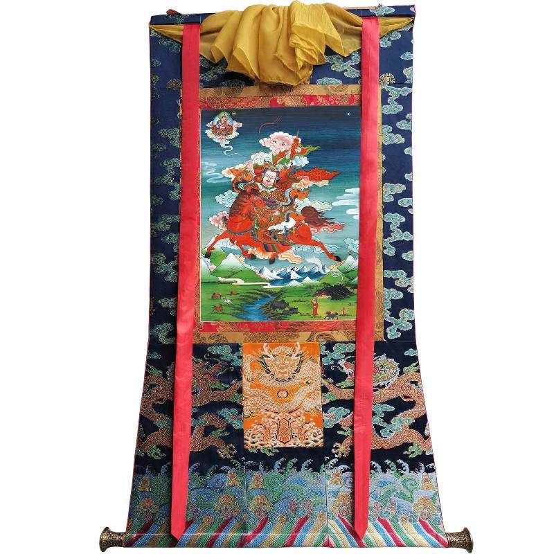 King Gesar - Tibetan thangka painting, size reference