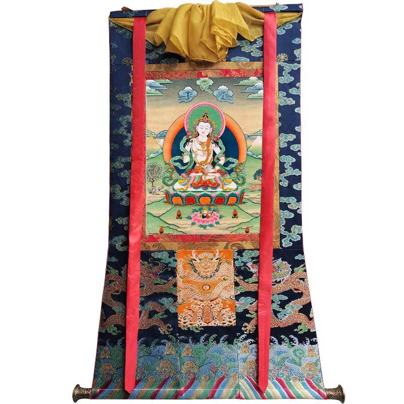 Vajrasattva - Tibetan thangka painting, size reference