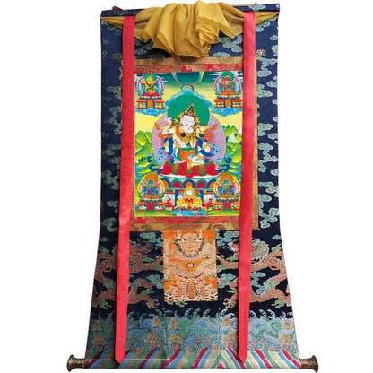 Vajrasattva in Yab Yum - Tibetan thangka painting, view 9