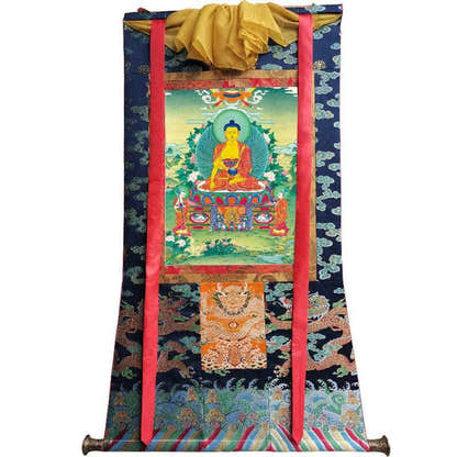 Shakyamuni - Tibetan thangka painting, view 9