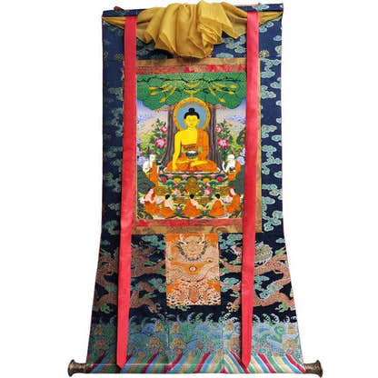Shakyamuni - Tibetan thangka painting, view 9
