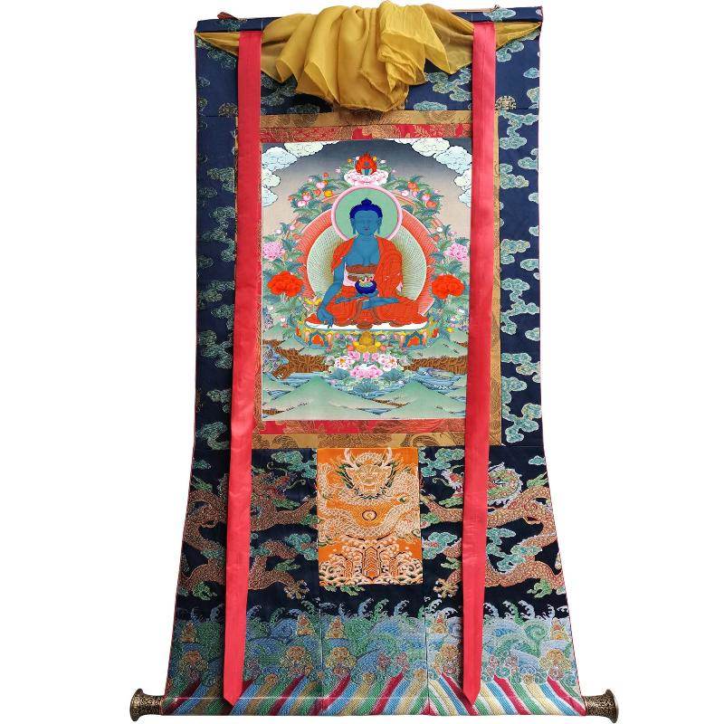 Bhaisajyaguru - Medicine Buddha - Tibetan thangka painting, view 9