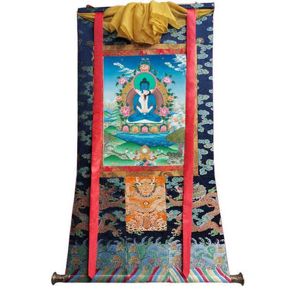 Samantabhadra in Yab Yum - Tibetan thangka painting, view 9