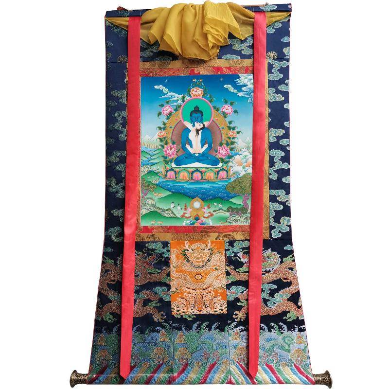Samantabhadra in Yab Yum - Tibetan thangka painting, view 9