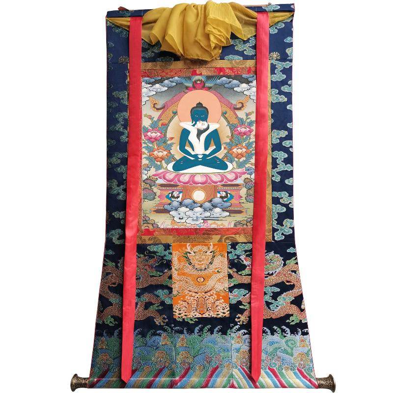 Samantabhadra in Yab Yum - Tibetan thangka painting, view 9