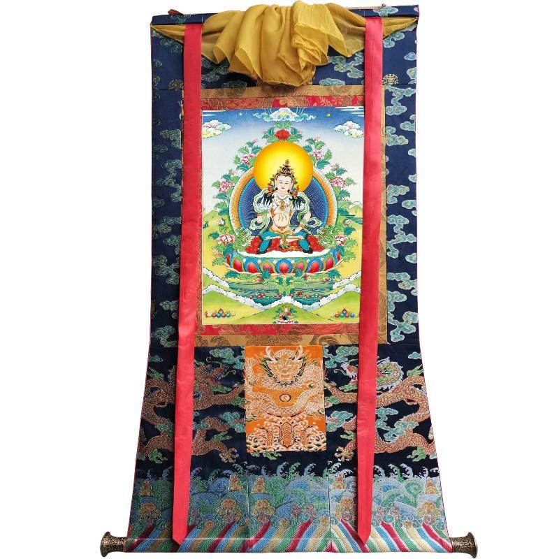 Vajrasattva - Tibetan thangka painting, size reference