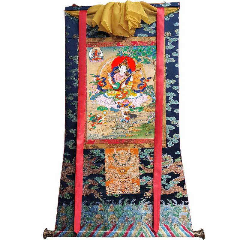 Saraswati དབྱངས་ཅན་མ། - Tibetan thangka painting, view 9