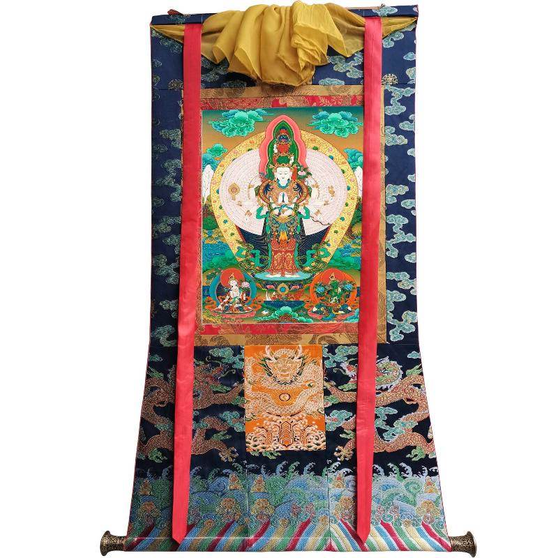 The Thousand-hand Avalokiteshvara - Tibetan thangka painting, view 9