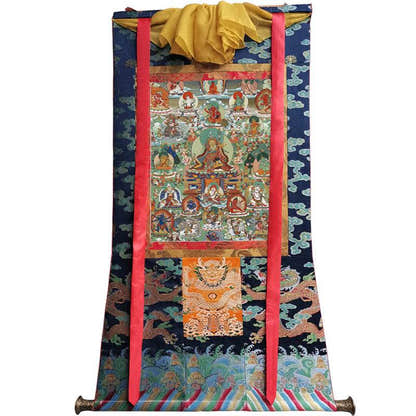 Guru Rinpoche Image - Tibetan thangka painting, size reference