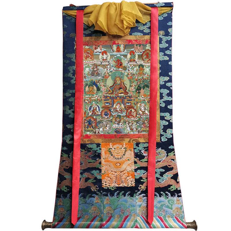Guru Rinpoche Image - Tibetan thangka painting, size reference