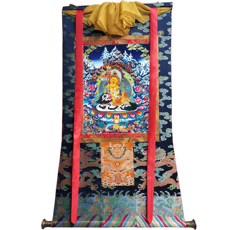Vaisravana Image - Tibetan thangka painting, size reference