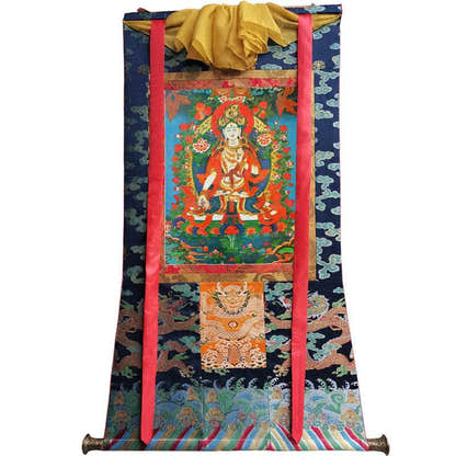 White Tara Image - Tibetan thangka painting, size reference