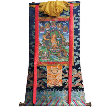 Manjusri Image - Tibetan thangka painting, size reference