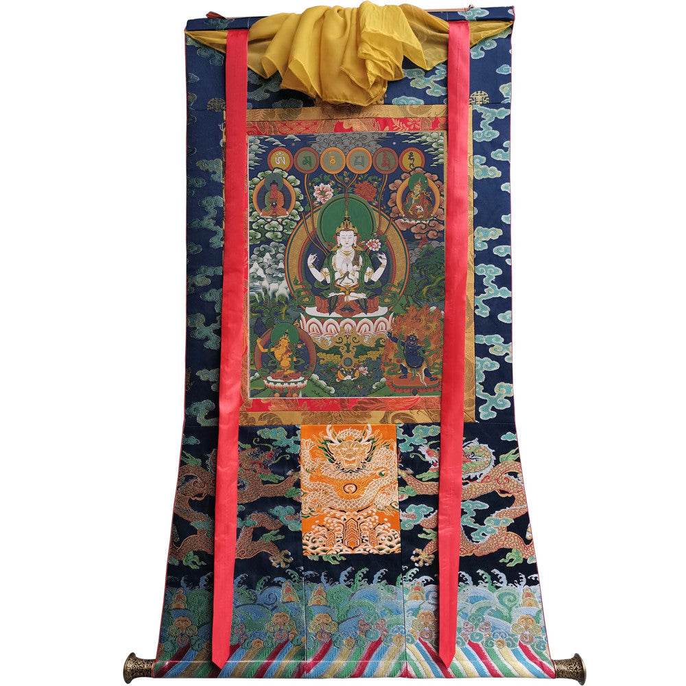 Chenrezig - Tibetan thangka painting, view 9