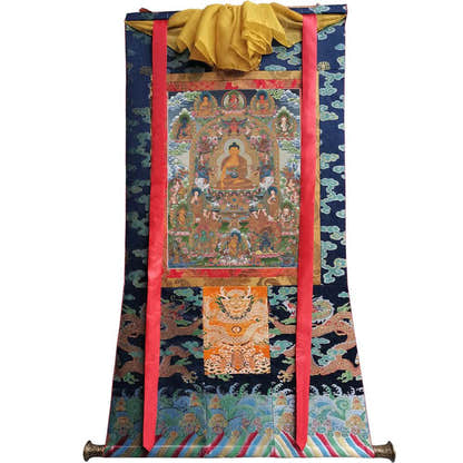 Shakyamuni Image - Tibetan thangka painting, size reference