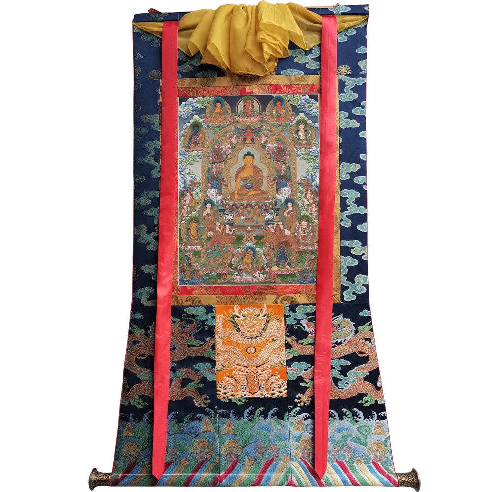 Shakyamuni Image - Tibetan thangka painting, size reference