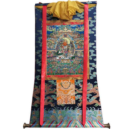 Vaisravana Image - Tibetan thangka painting, size reference