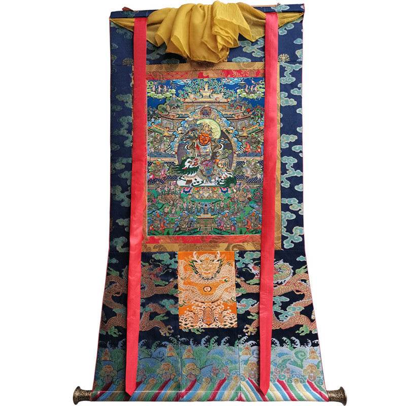 Vaisravana Image - Tibetan thangka painting, size reference